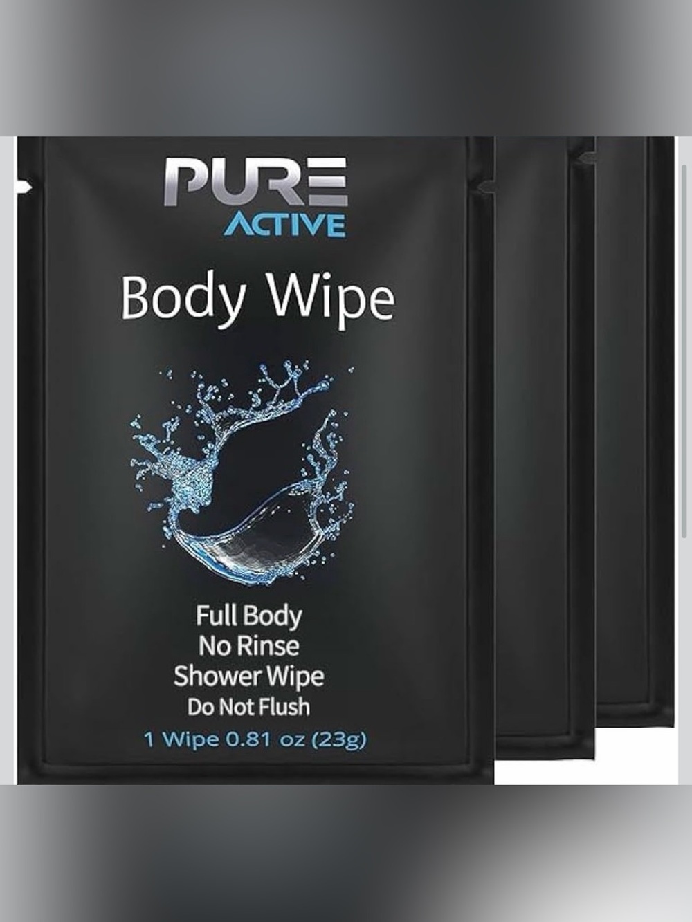 Pure Active Shower Body Wipes, 20 Individually Wrapped Personal Wipes NEW